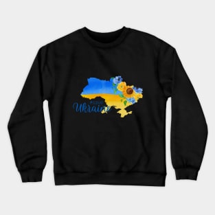 Save Ukraine, design with flower map of Ukraine Crewneck Sweatshirt
